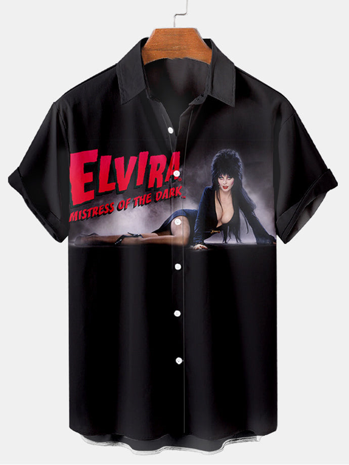 Halloween Elvira Men's Short Sleeve Shirt Black / M