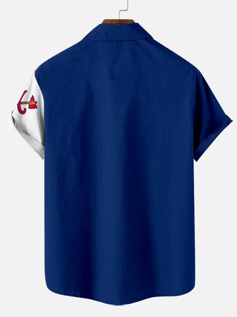 Atlanta Braves Baseball Texture Men's Short Sleeve Shirt