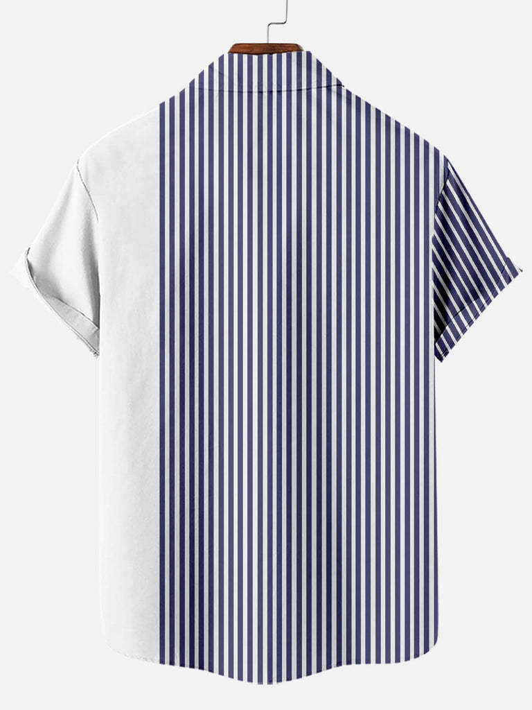 Striped Men's Short Sleeve Pocket Shirt