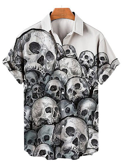 Halloween Skull Mountain Men's Short Sleeve Shirt White / M