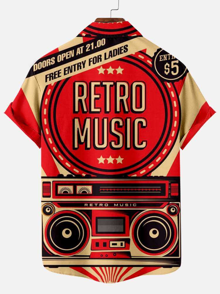 Free Retro Music Men's Short Sleeve Shirt