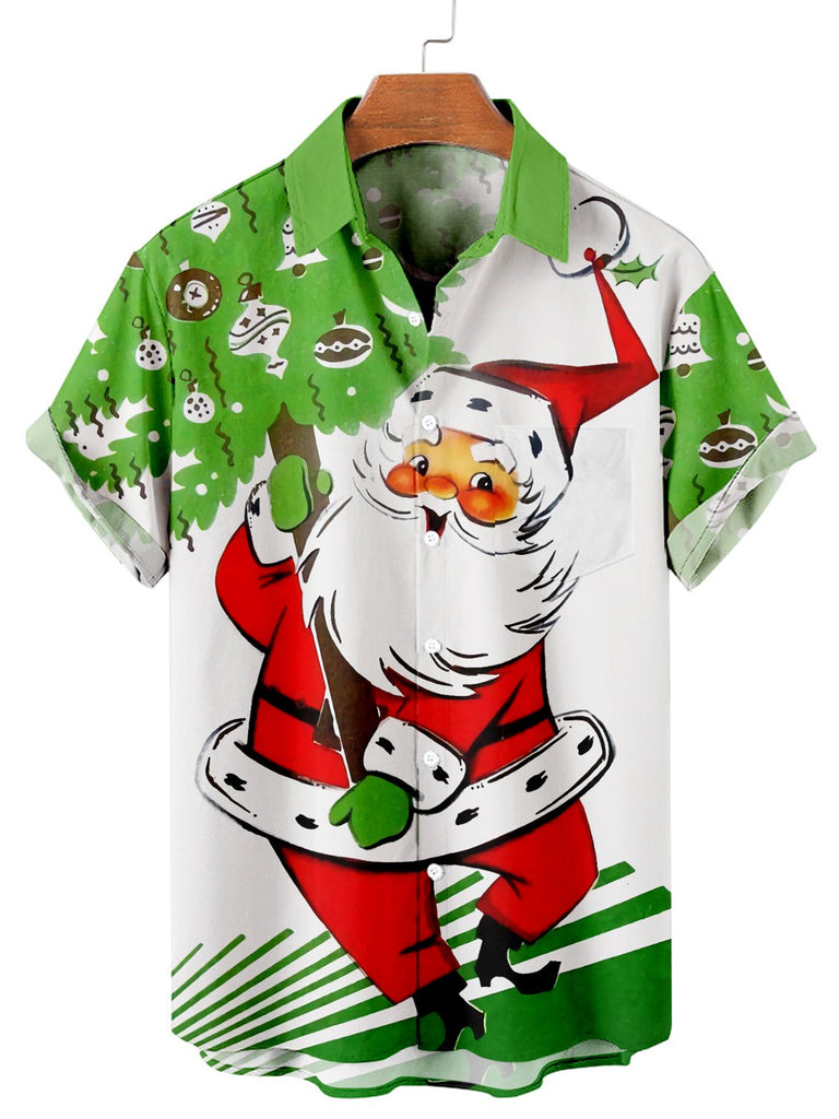 Christmas Santa Men's Short Sleeve Casual Shirt Colors / M