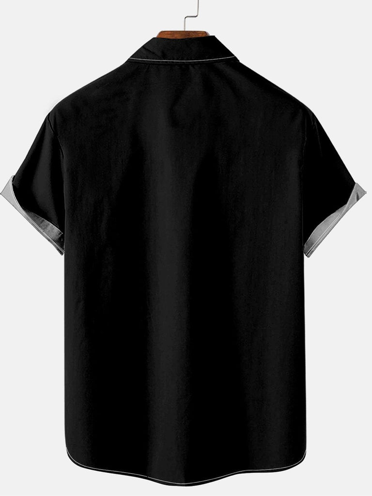 Christmas Black Cat Men's Short Sleeve Casual Shirt