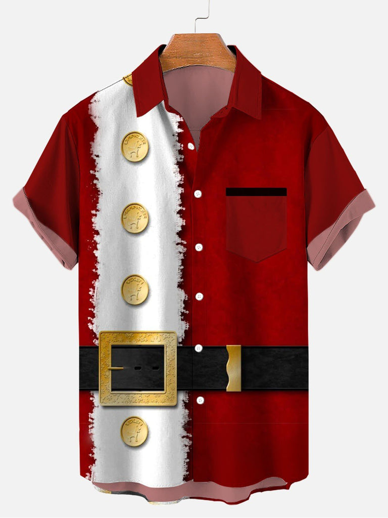 Christmas Santa Men's Short Sleeve Shirt Red / M