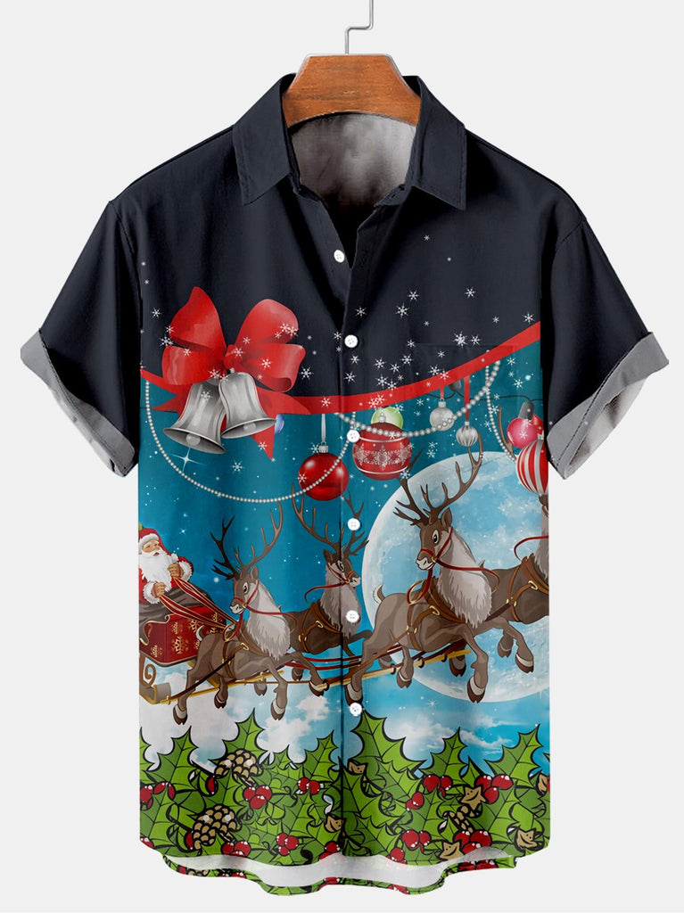 Christmas Elk Men's Short Sleeve Shirt Colors / M