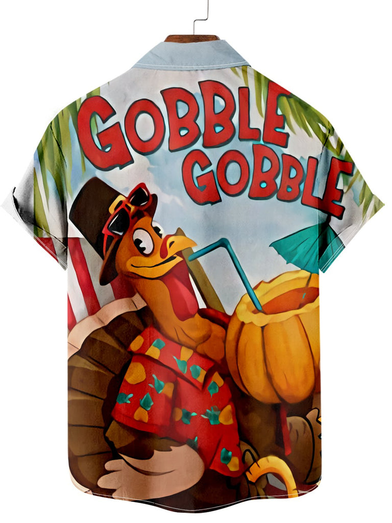 Gobble Turkey Men's Short Sleeve Shirt