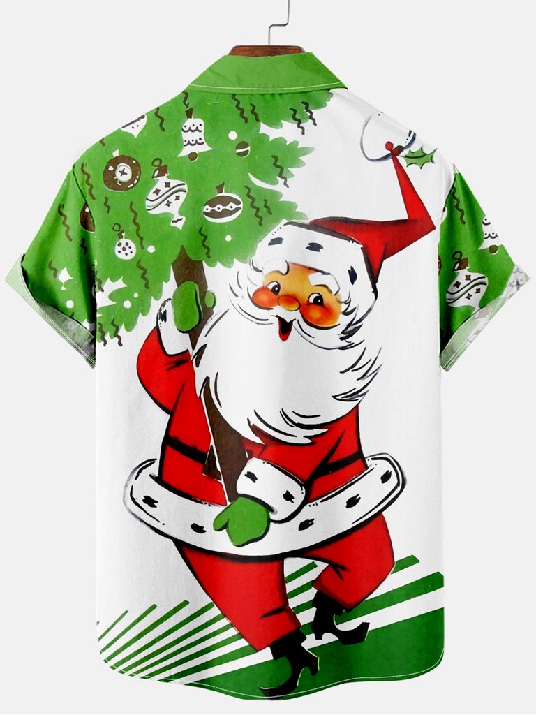 Christmas Santa Men's Short Sleeve Casual Shirt