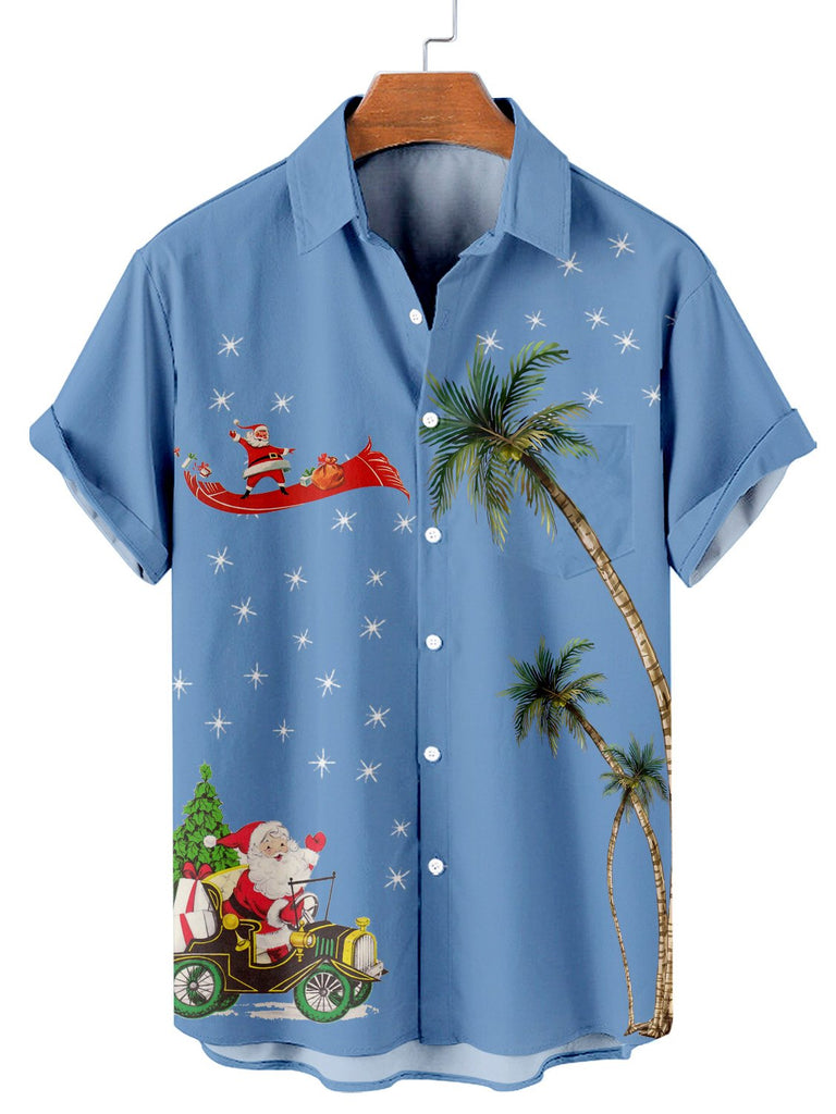 Magic Christmas Men's Casual Short Sleeve Shirt Blue / M