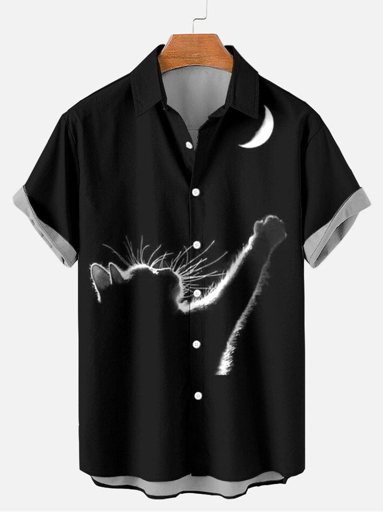 Halloween Cat Men's Short Sleeve Shirt Black / M