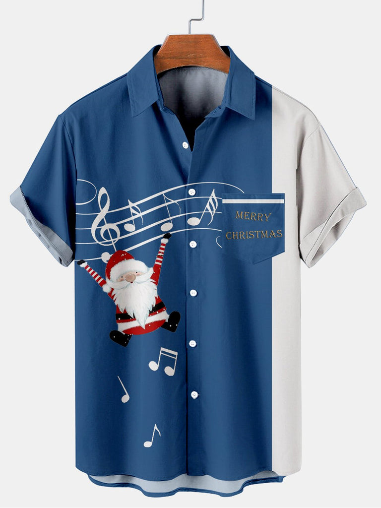Merry Christmas Men's Short Sleeve Shirt Blue / M
