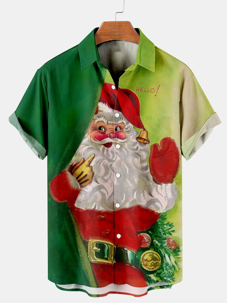 Hello Christmas Men's Short Sleeve Shirt Green / M