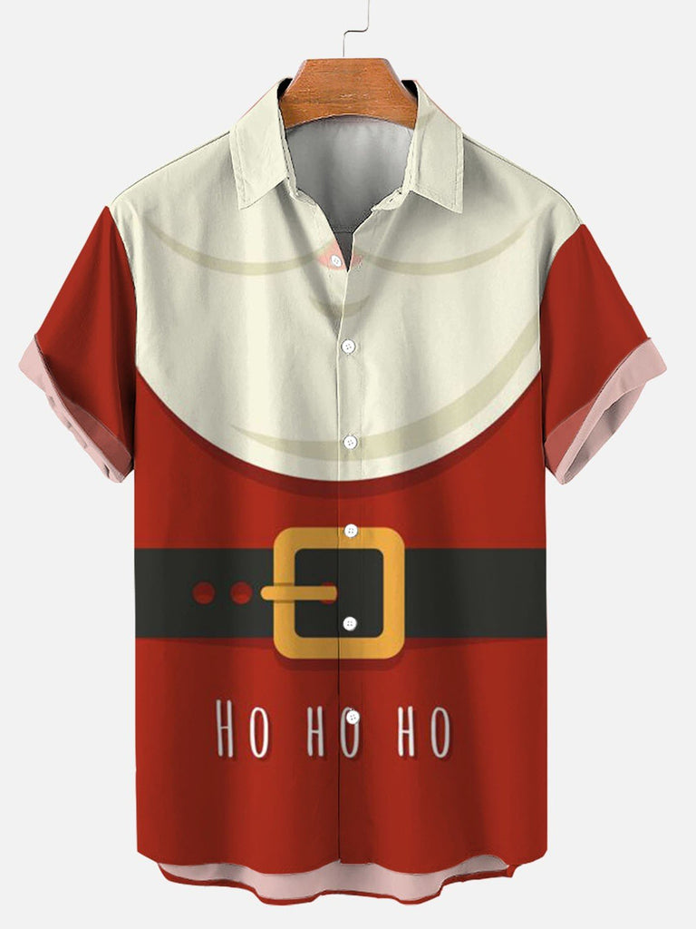 Christmas Ho Santa Men's Short Sleeve Shirt Red / M