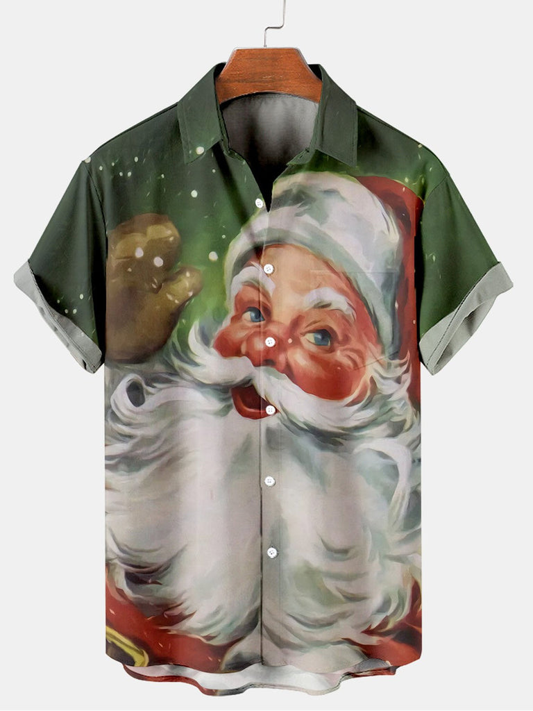 Hi Christmas Men's Short Sleeve Shirt Green / M