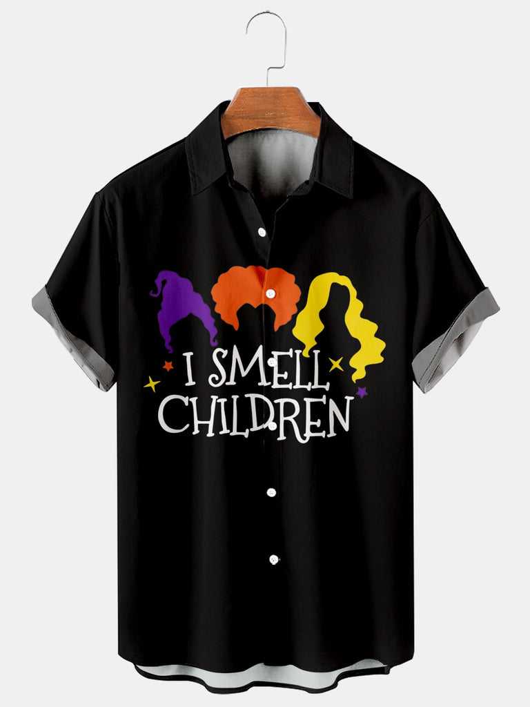 Halloween Smell Children Men's Short-Sleeved Shirt Black / M