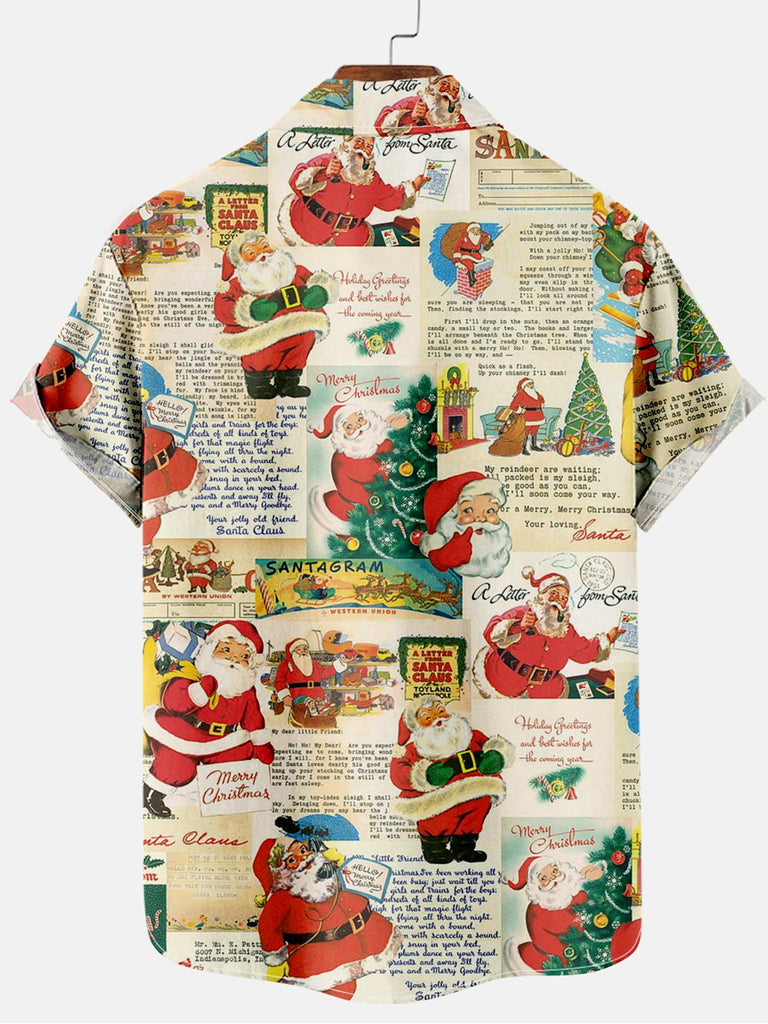 Christmas Newspaper Men's Short Sleeve Shirt