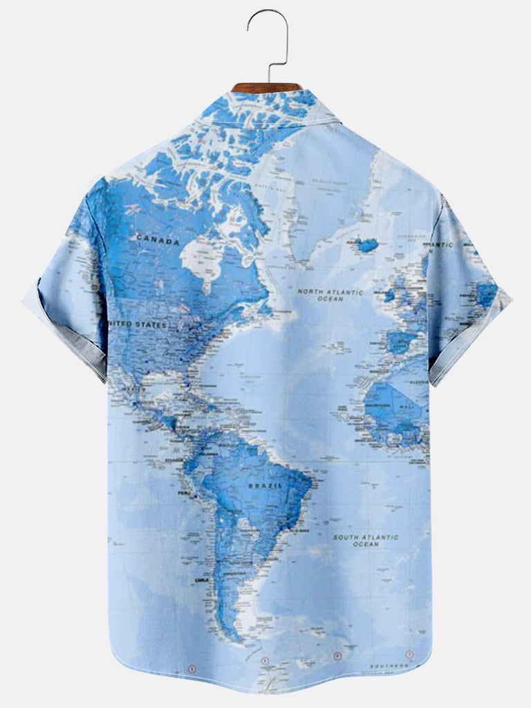 Men's Retro Anchor Print Casual Short Sleeve Shirt