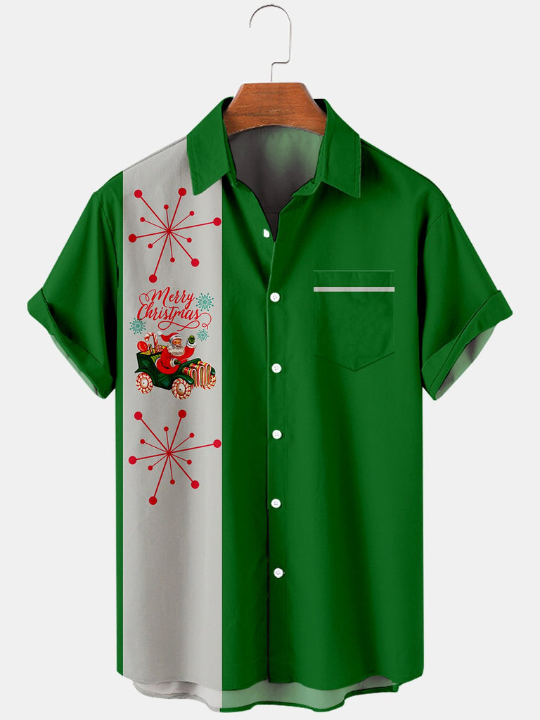 Men's Christmas Element Large Short Sleeve Shirt Green / M