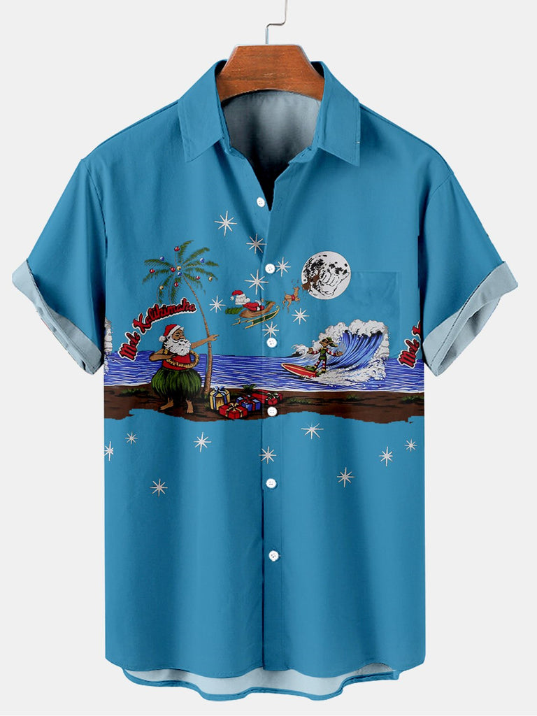 Christmas Vacation Men's Short Sleeve Shirt Blue / M