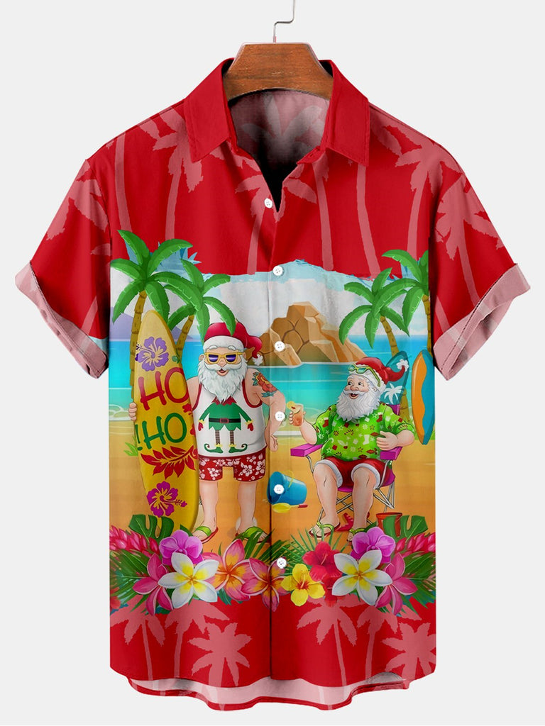 Christmas Holiday Beach Men's Short Sleeve Shirt Red / S