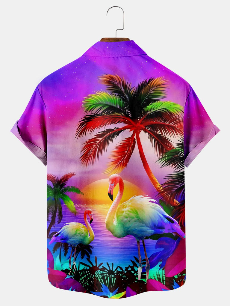 Coconuts And Flamingos Casual Loose Men's Plus Size Short-Sleeved Shirt