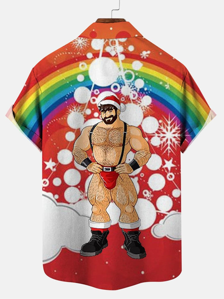 Christmas Muscle Santa Men's Short Sleeve Shirt