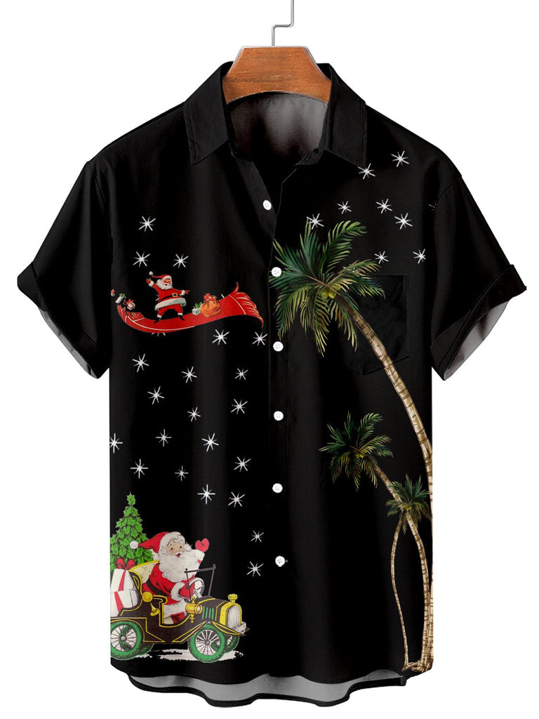 Magic Christmas Men's Casual Short Sleeve Shirt Black / M