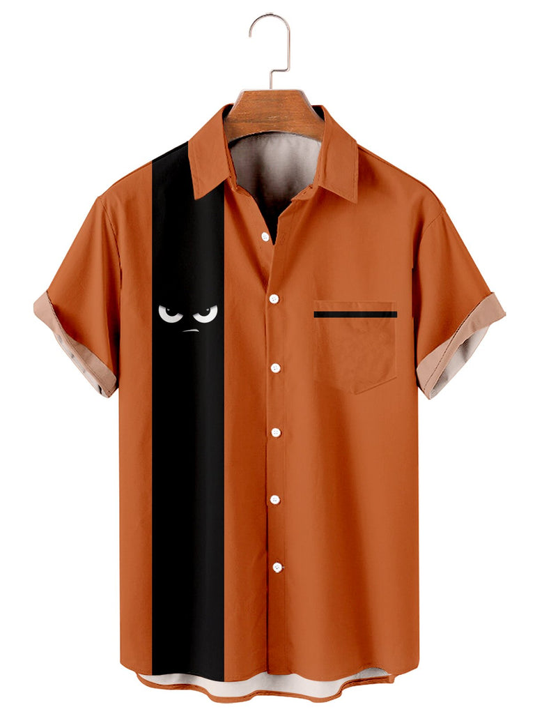 Men's Design Casual Short Sleeve Shirt Orange / M